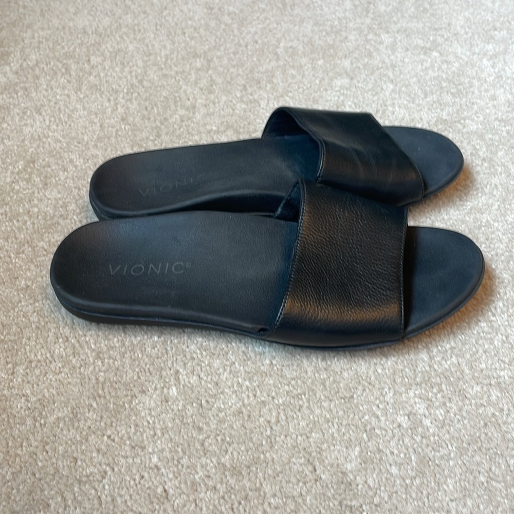 Vionic Simple Black Leather Sandals - image 2